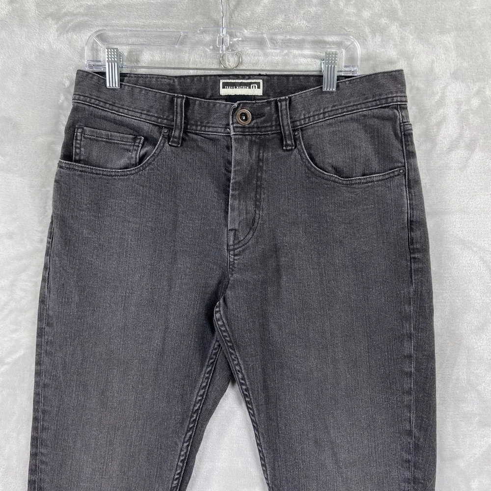 Travis Mathew Jeans Mens 32x31 Slim Straight Skinny Black Denim Cotton Stretch